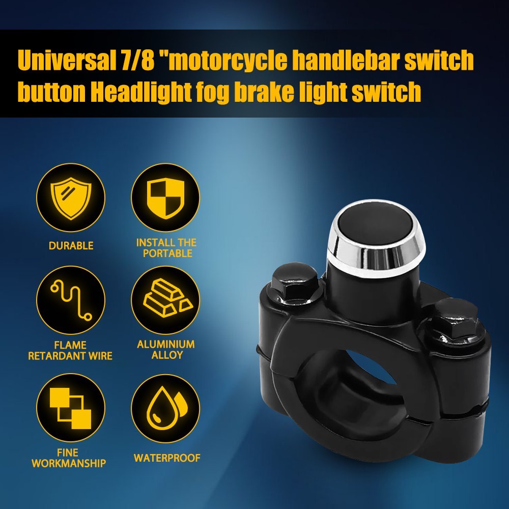 Universal Motorcycle Switch Horn Handlebar Mount Push Button Momentary Start A