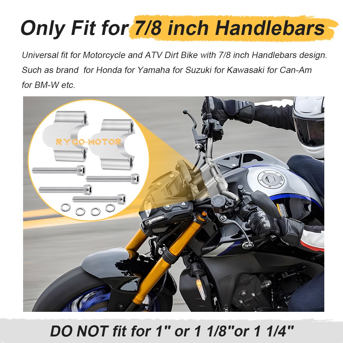 7/8″ Silvery Handlebar Risers 30mm Height for Motorcycle & ATV ATV Dirt Bike
