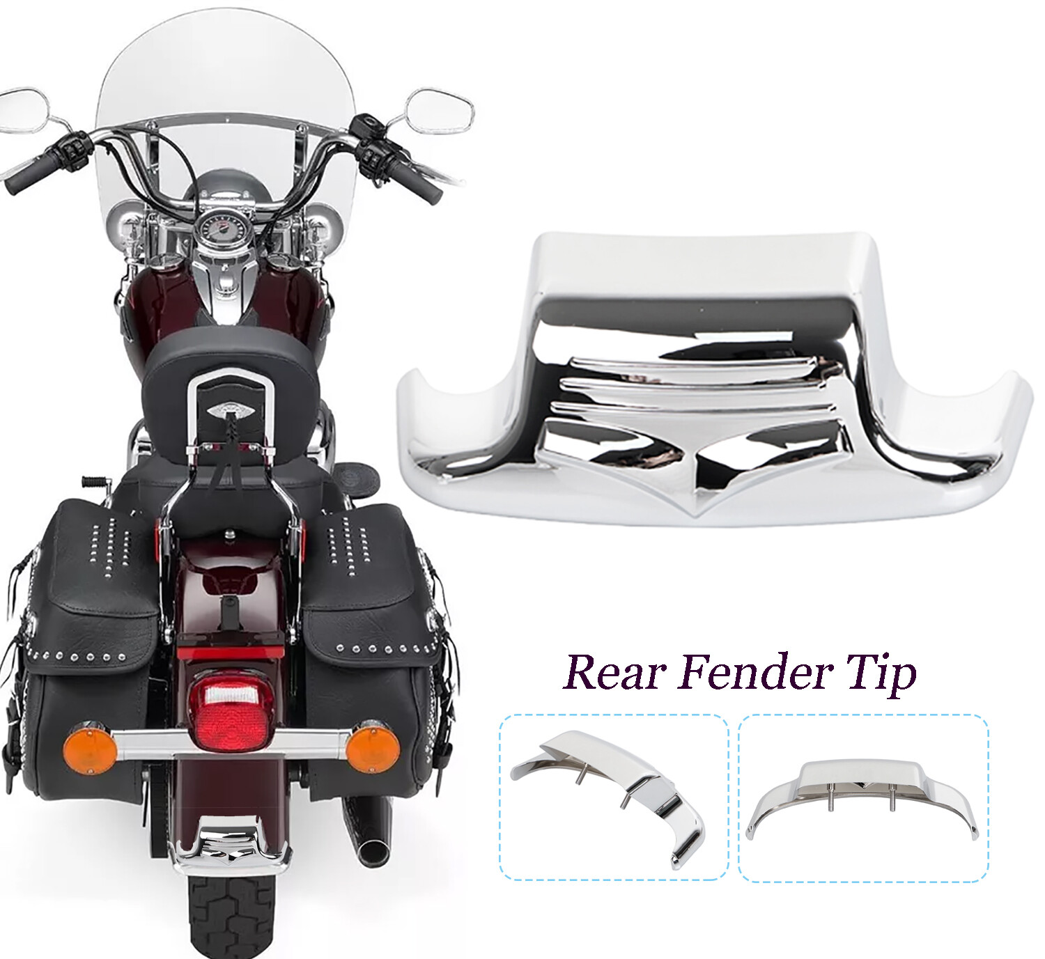 Rear Fender Mudguard Tip Trim For Harley Heritage Softail Classic Road King FLHR