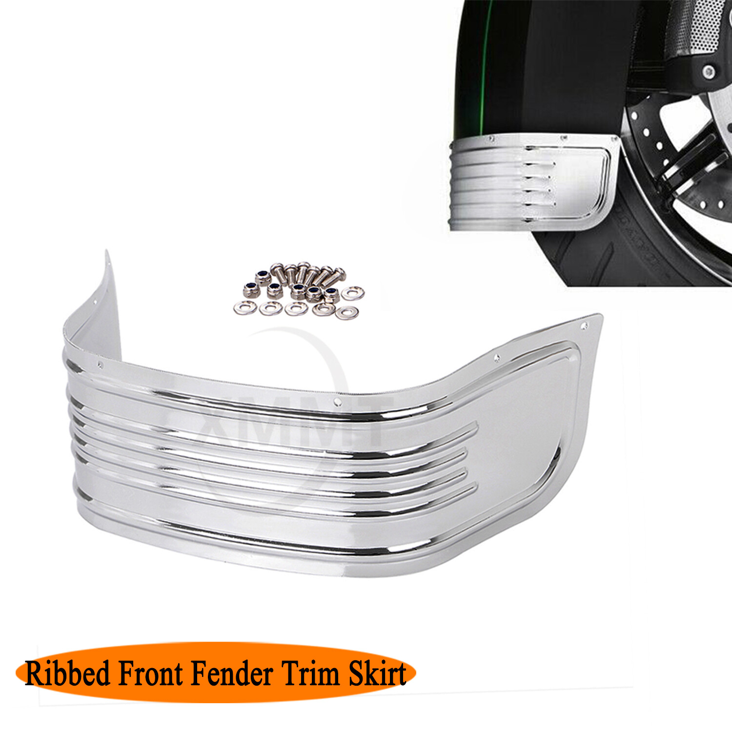 Chrome STEEL FRONT FENDER RIBBED SKIRT Fit For Harley Touring softail 1980-2013