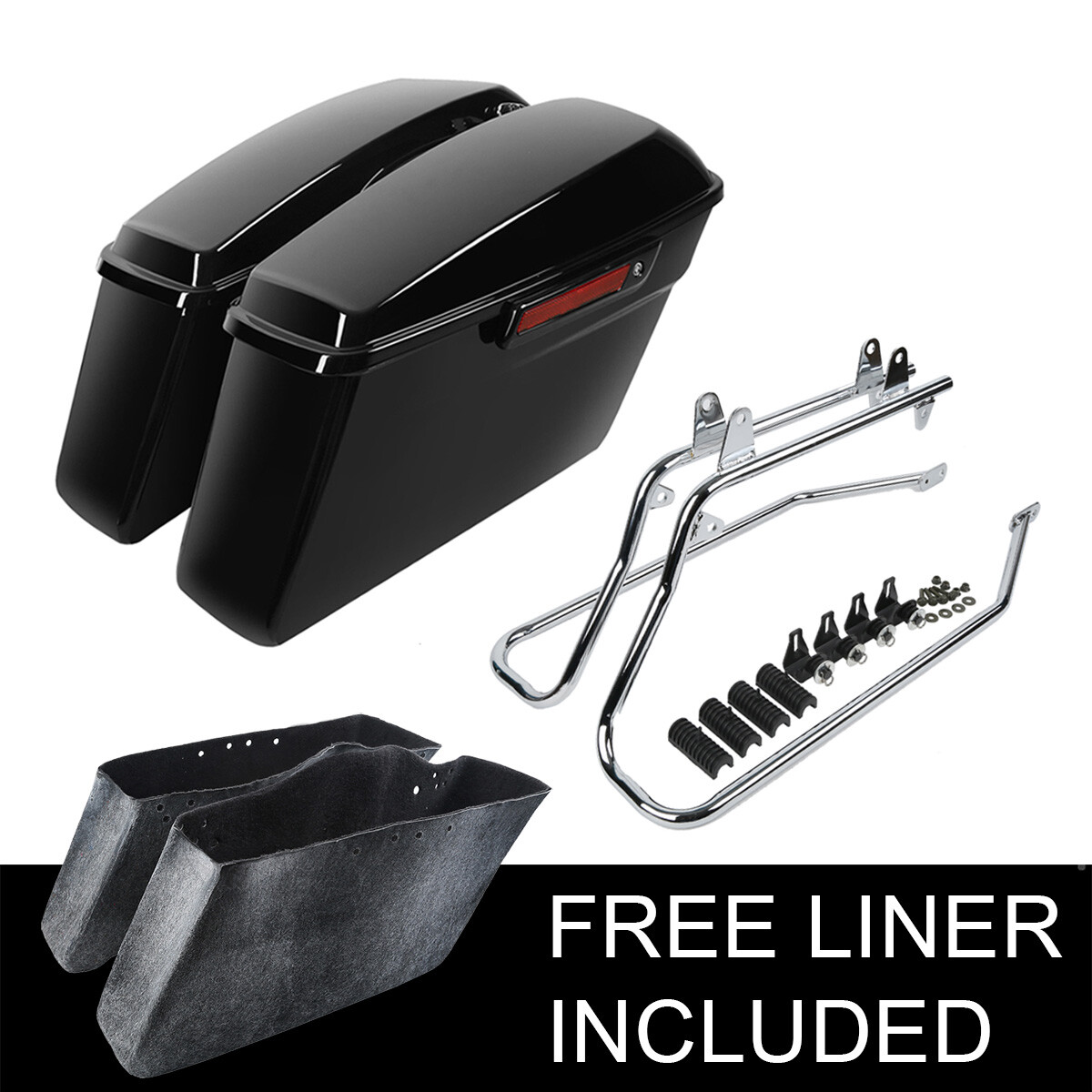Saddlebags W/ Conversion Brackets Fit For Harley Softail Fat Boy FLST FXST 84-17