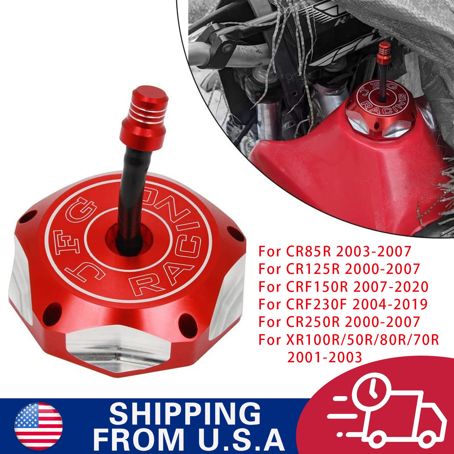 Gas Tank Fuel Cap Fuel Cover With Hose Vent For CR85R CR125R CRF150R CRF230F Red