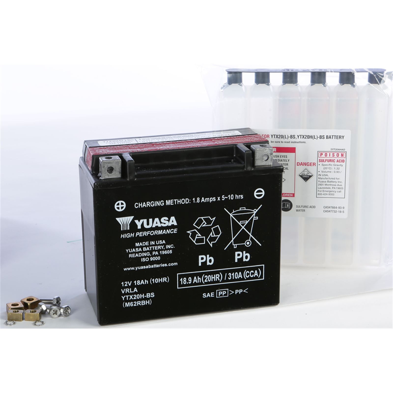 Yuasa Battery YTX20H-BS Maintenance Free YUAM62RBH