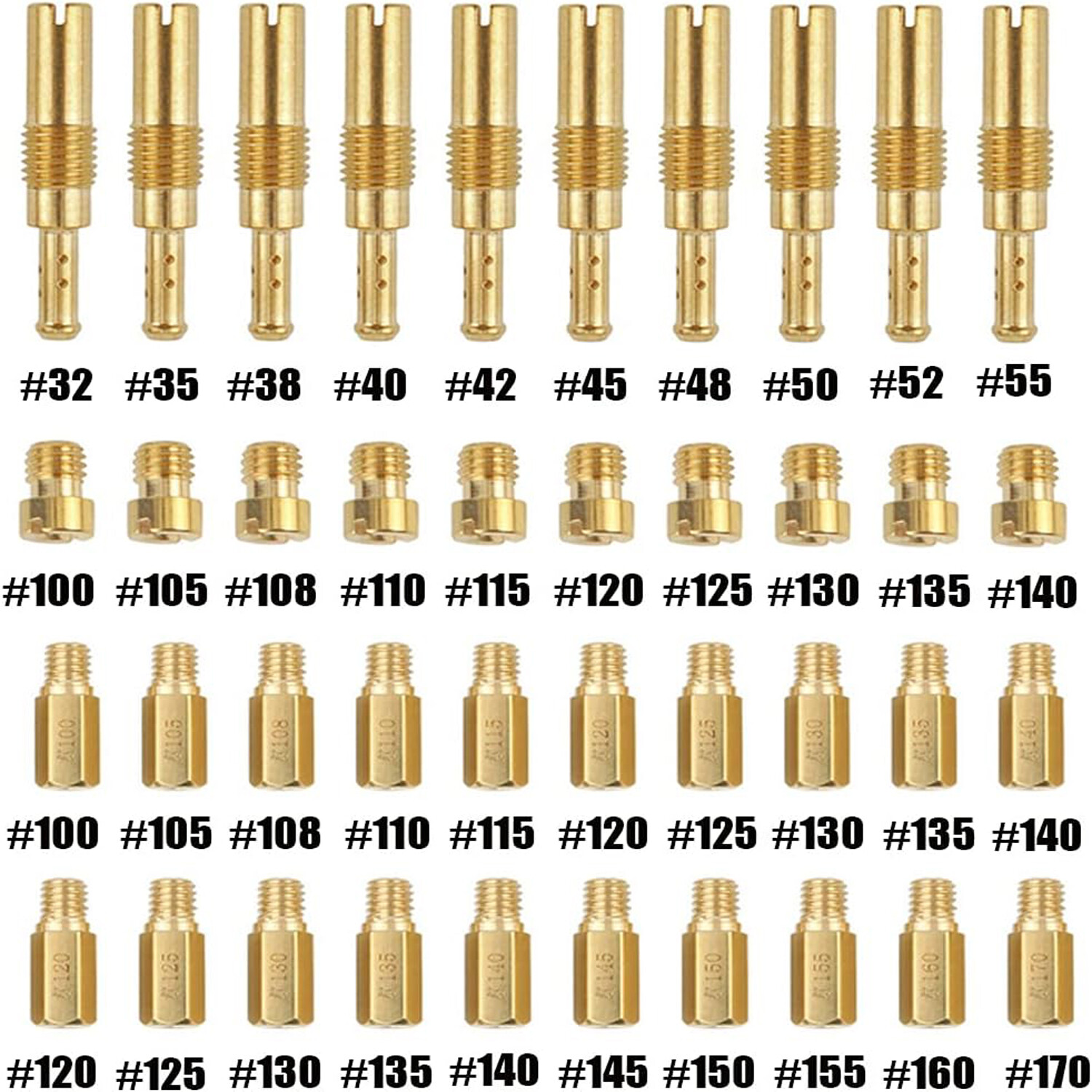 30Pcs Carburetor Main Jets and 10Pcs Slow Jets Pilot Jet Kit Fits for PWK Keihin
