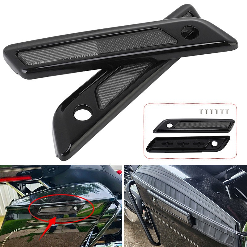 Black Saddlebag Hinge Latch Covers For Harley Touring Road King Glide 2014-2023