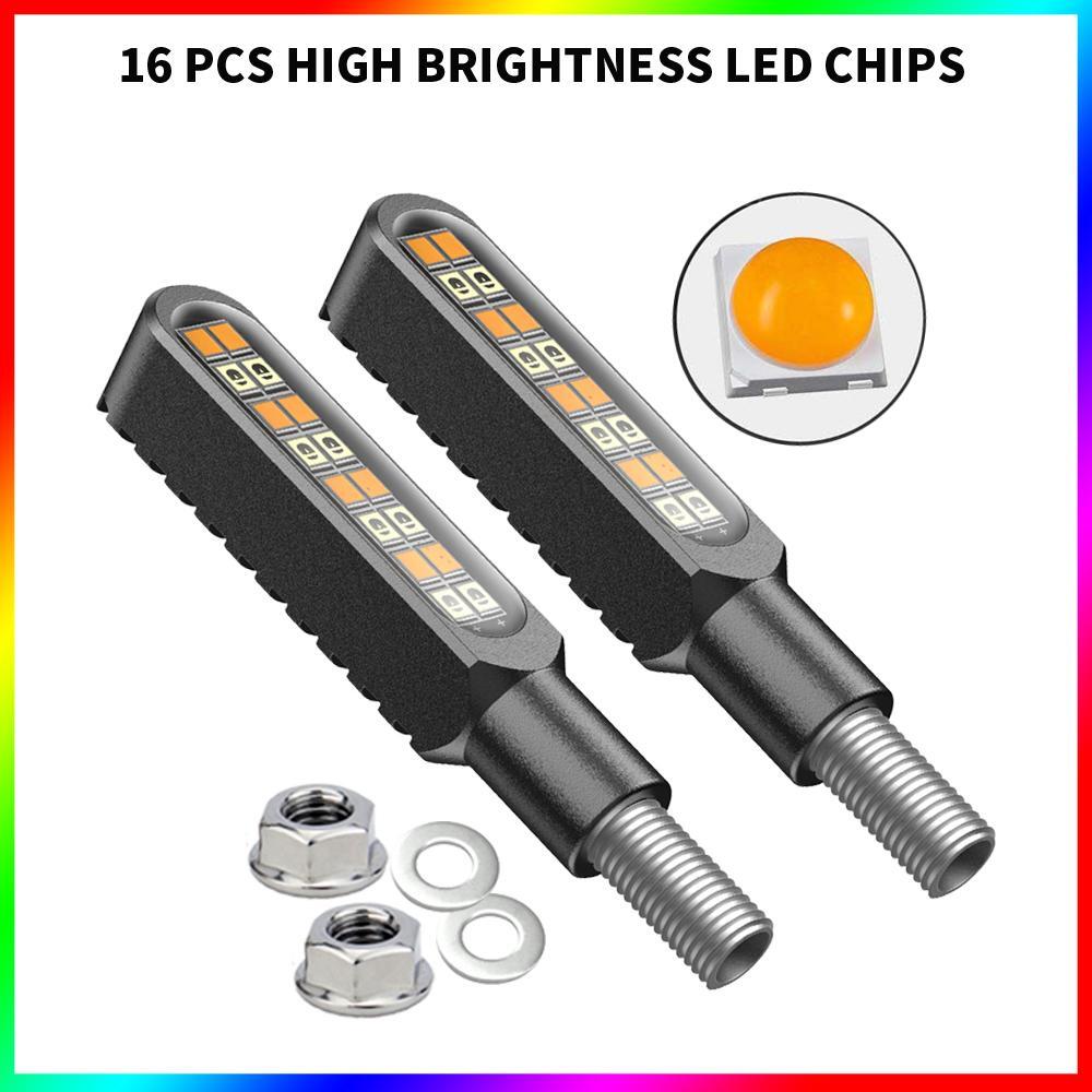 2PCS Mini 16LED 12V Motorcycle Turn Signals Light Indicator CNC IP68 Waterproof