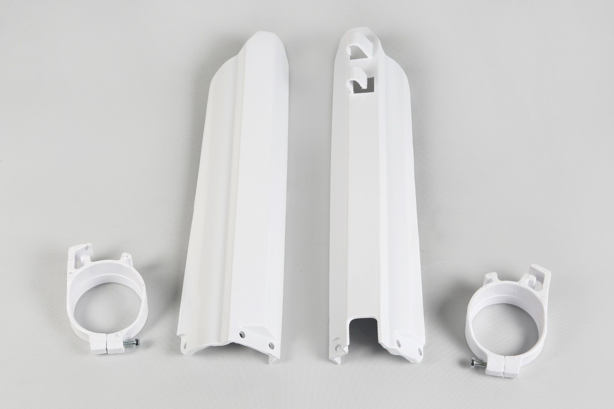 UFO Plastics Fork Slider Protectors – White Motorcycle Dirt Bike YA03803046