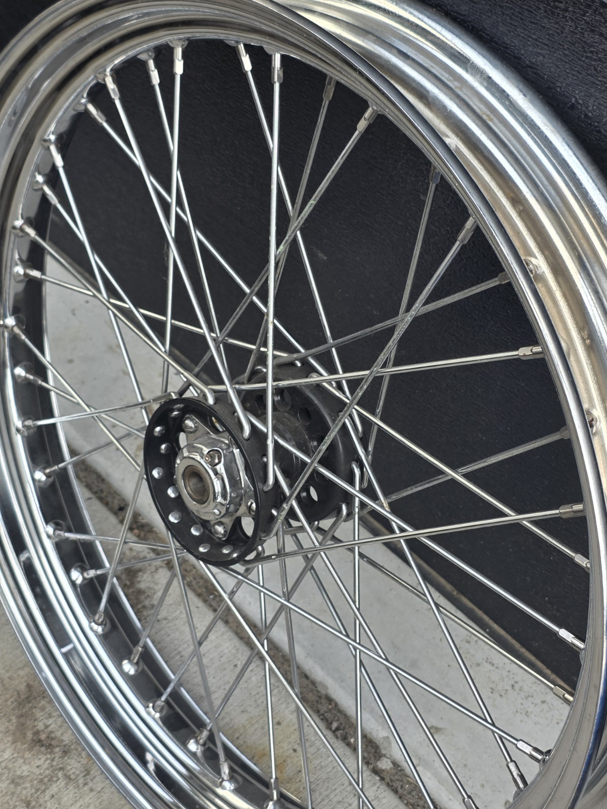 Star Hub Chrome Harley 23″ Front Spoke Black Hub Wheel Panhead