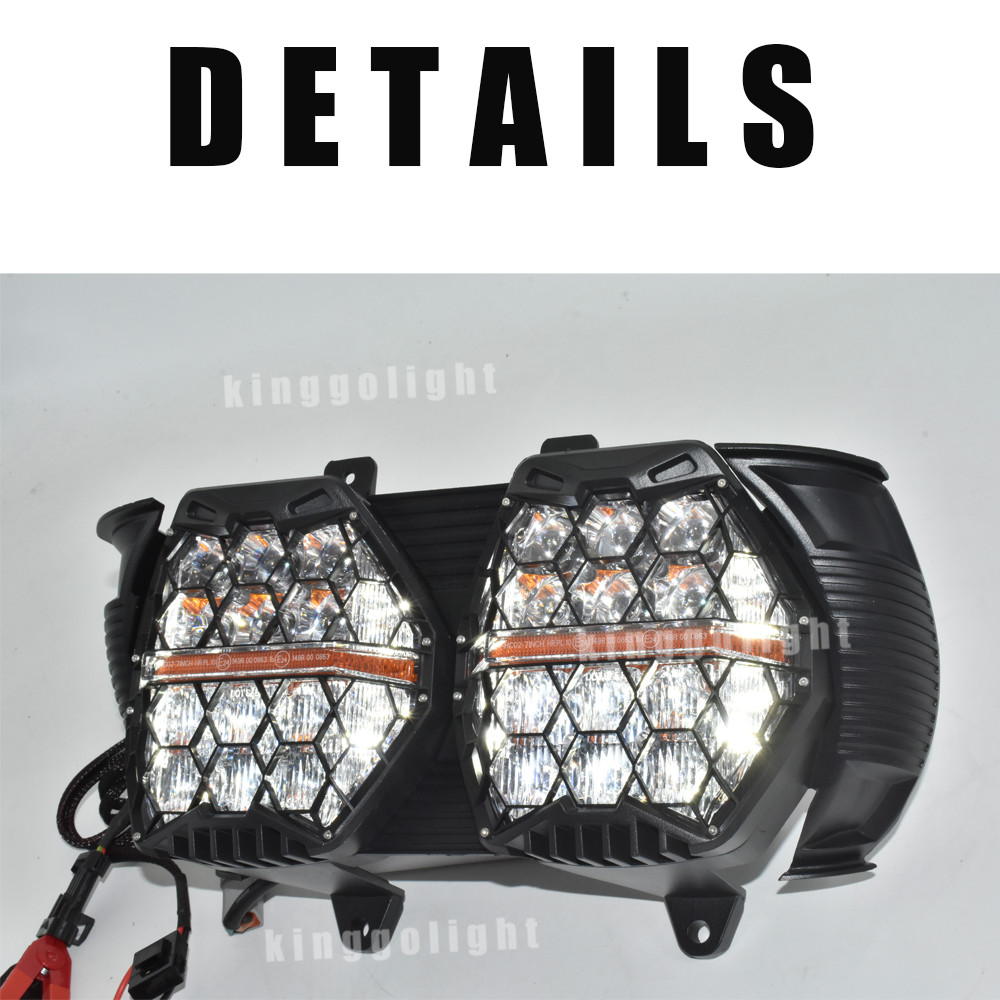 LED Dual Headlight Amber DRL,white Hi/Low beam For Harley Road Glide 2015-2023
