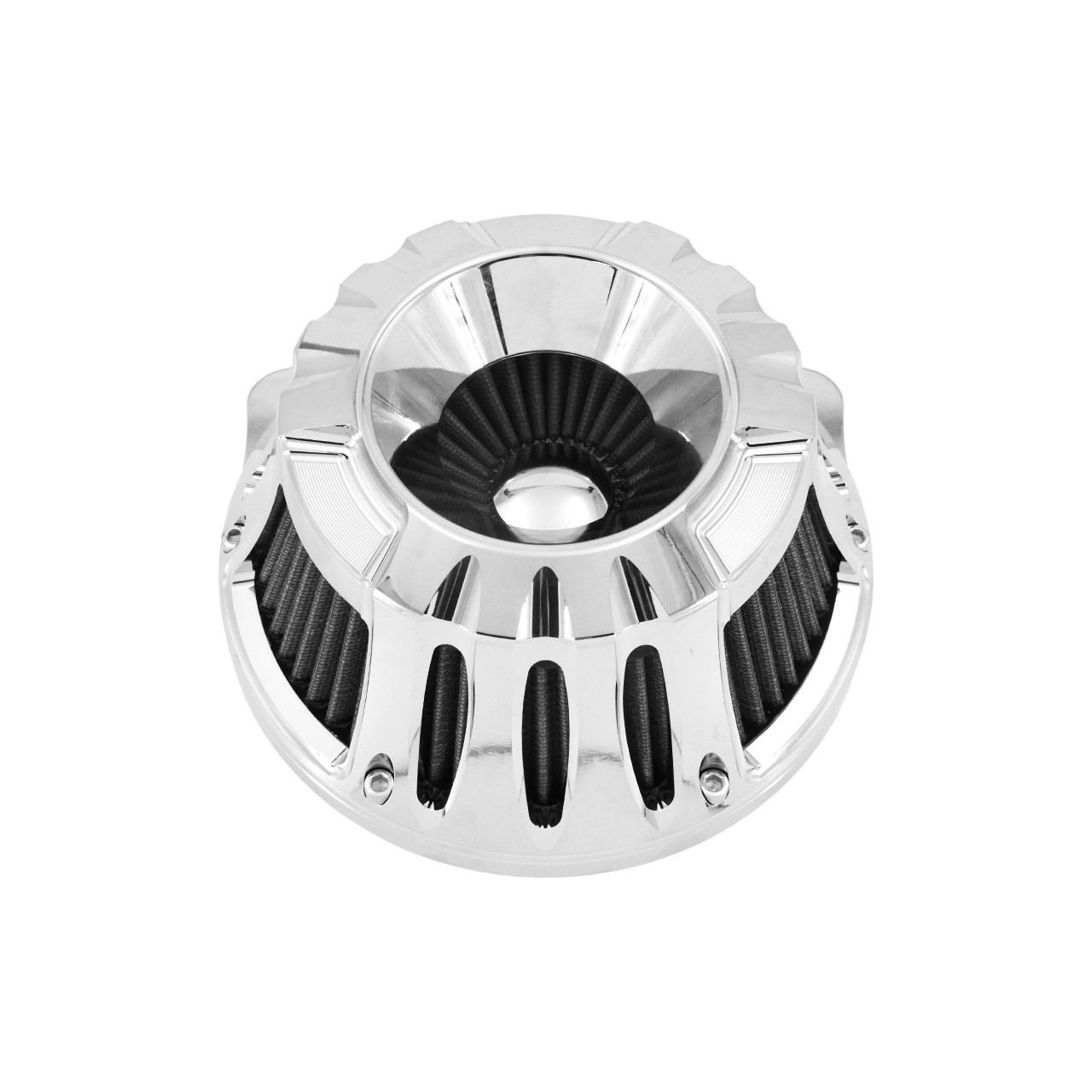 Chrome CNC Cut Air Filter Gray Intake For Harley Softail 2000-15 Touring 00-2007