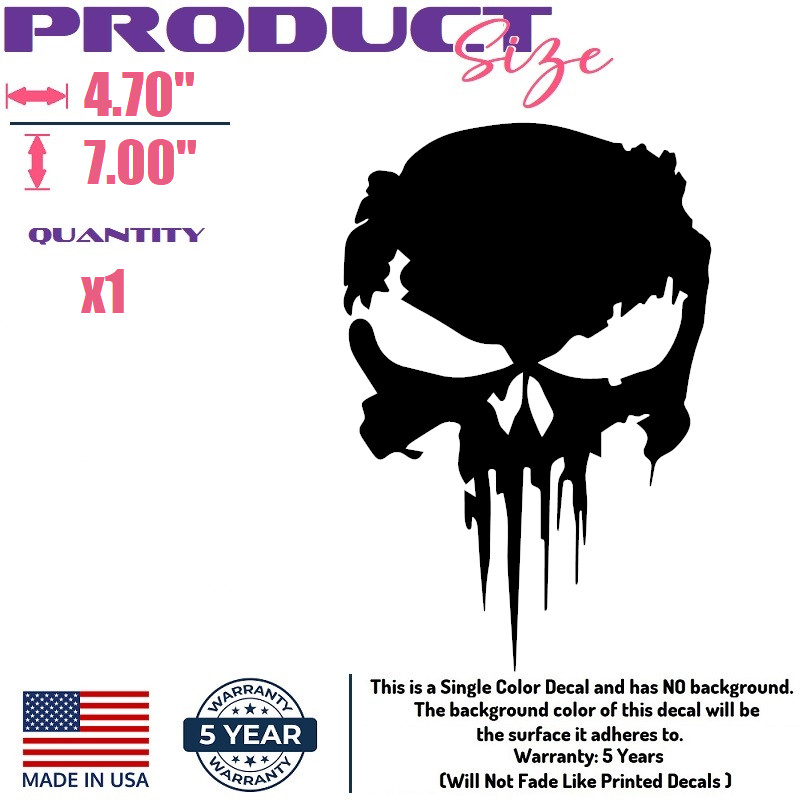 x3 Distressed Punisher Skull Motorcycle bike Helmet Stickers Decal kit [SK17]