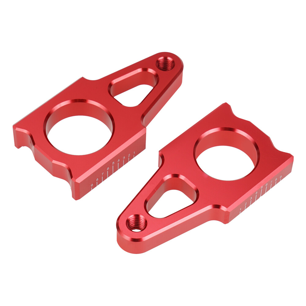 CNC Rear Axle Adjuster Blocks For Honda CRF450R 2002-2023 CRF450X 2005-2023 Red