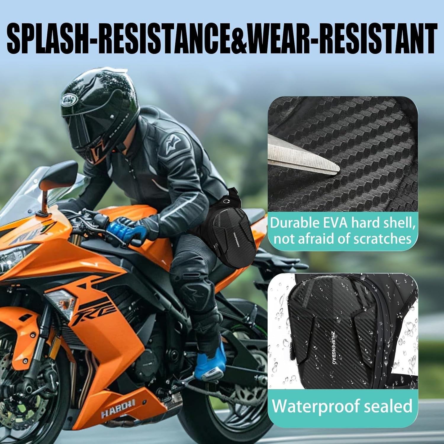 Motorcycle Leg Bag Removable Straps, Waterproof Thigh Pouch Men Women, Travel Hi