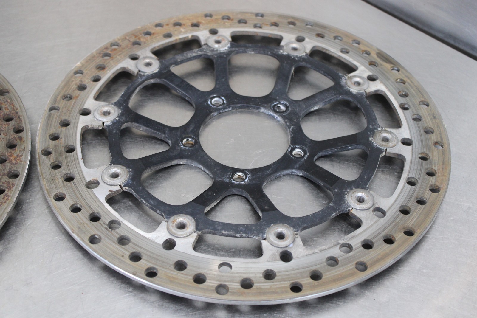 11-13 DUCATI 848 EVO FRONT LEFT RIGHT BRAKE ROTORS DISCS RUST