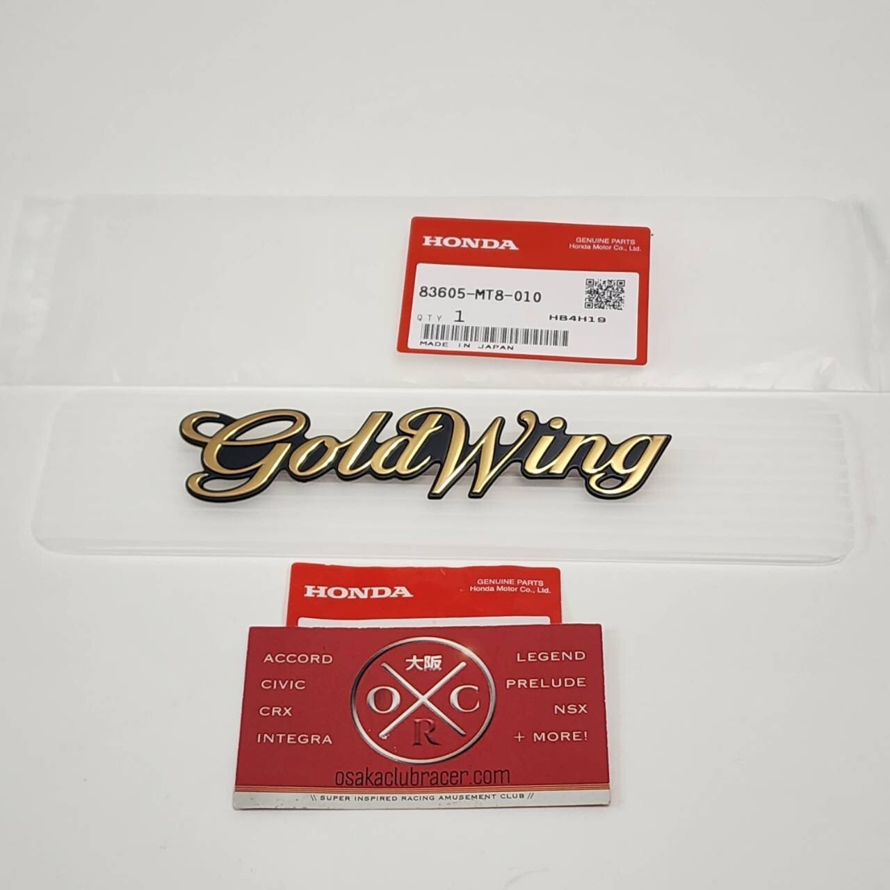 Genuine OEM 1988-2000 Honda Goldwing Side Emblem Badge 83605-MT8-010 NEW OE Gold
