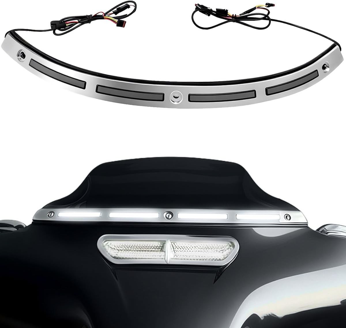Windshield Trim Batwing Fairing Led Lights TurnSignal for Harley Touring FLHX