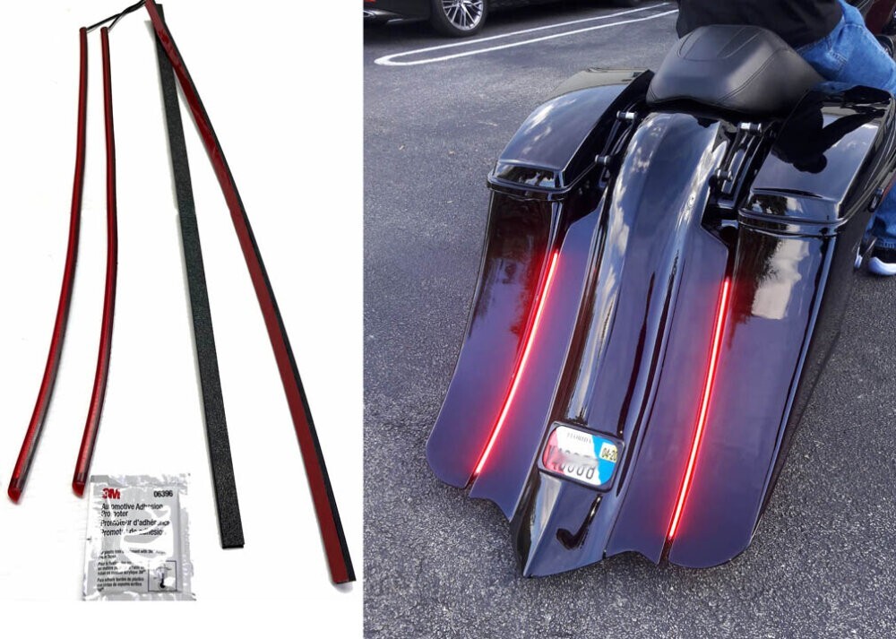 Bagger Stretched Fender Flex LED Taillight Strip Kit, 22″, Smoked Lens, Pair