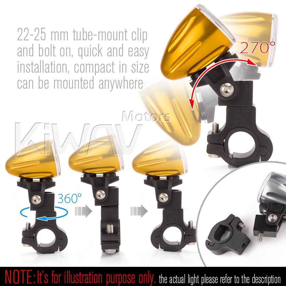 mini LED light spot beam gold housing 22- 25mm diameter tube fits brat