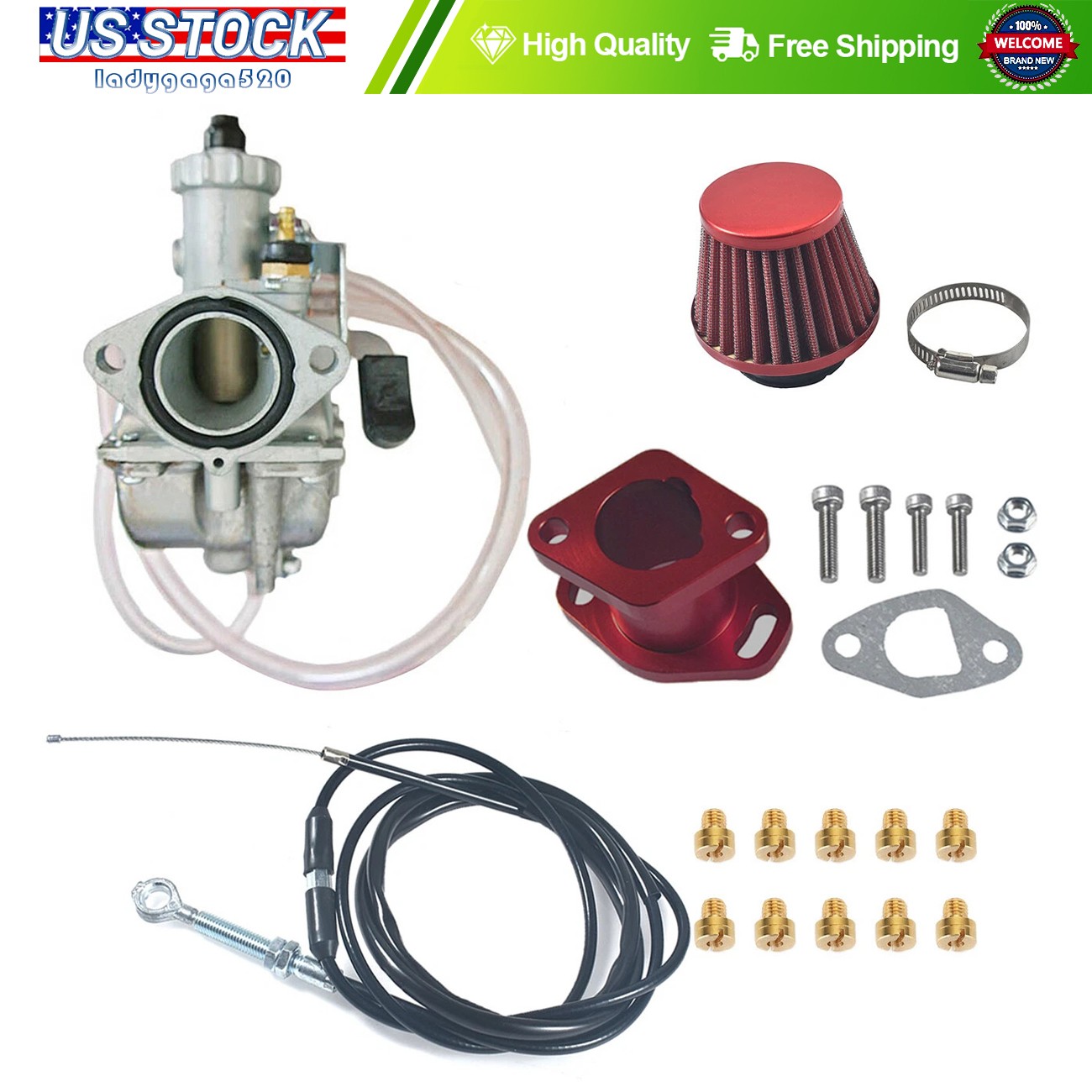 VM22 Carburetor Jet Throttle Cable Kit For Predator 212cc 196cc Clones Go Kart