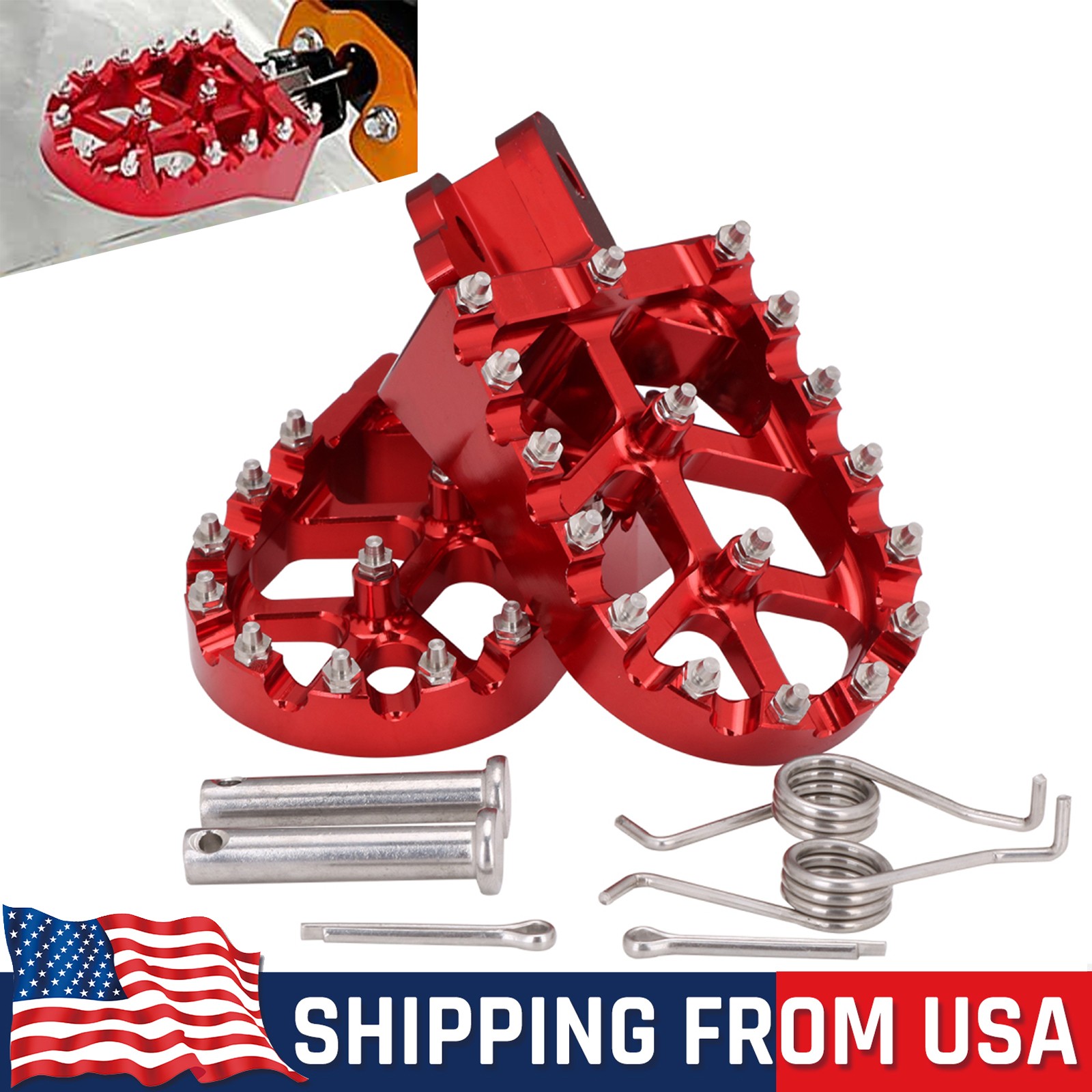 Foot Pegs Dirt Bike Footpegs CNC For CRF110F 2013-2024 CRF125F 2014-2024 Red