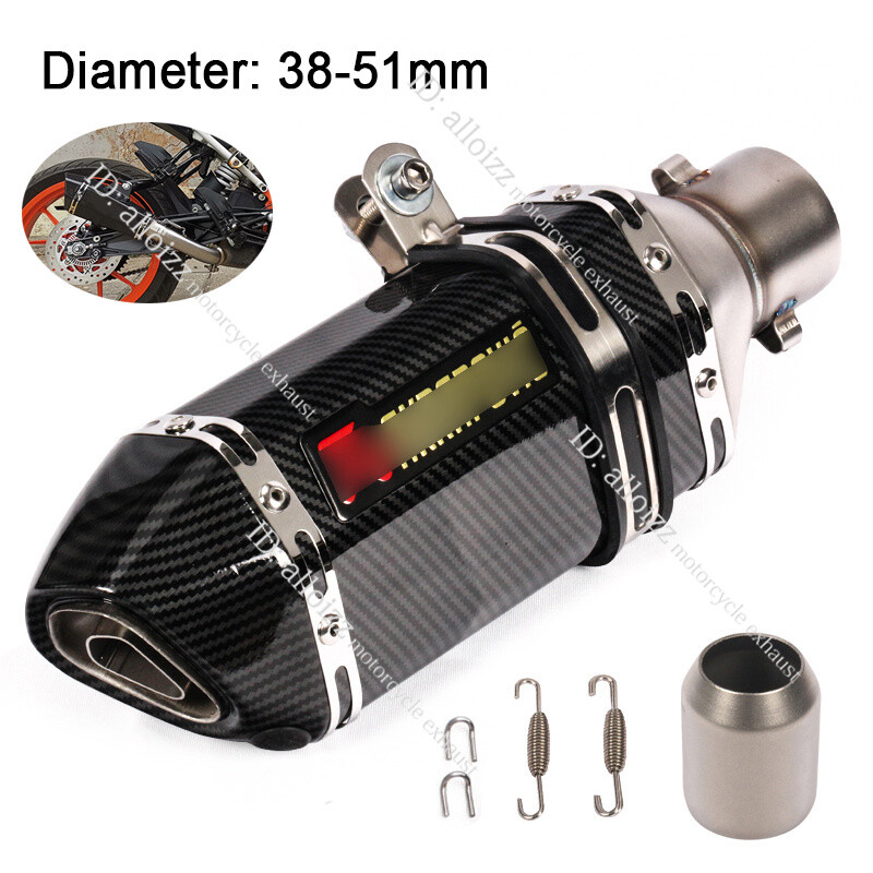 51mm Motorcycle Exhaust Tip Street Bike Muffler Pipe For Universal Slip On 310mm
