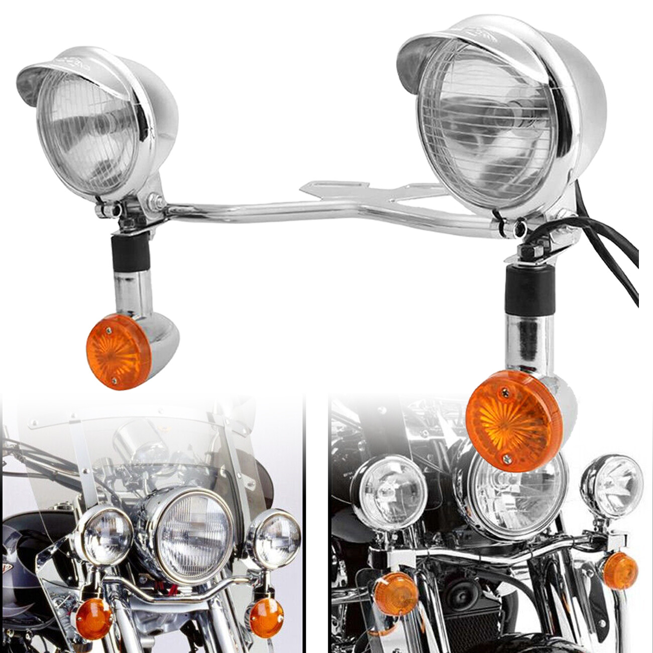 Driving Turn Signal Spot Light Bar For Honda Shadow ACE Aero VT 750 1100 VLX 600