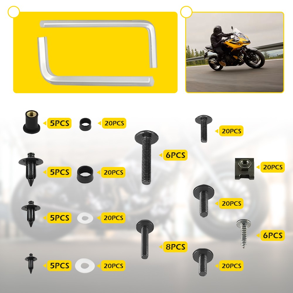 177/195PCS Motorcycle Complete Bolts Fairing Bodywork Screws Set Nuts M5 M6