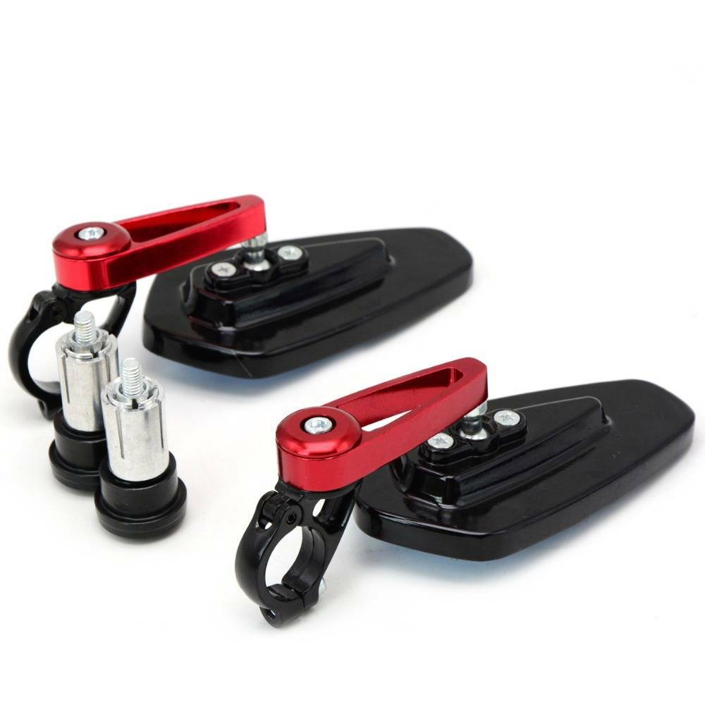 BLACK RED MOTORCYCLE HANDLE BAR END MIRRORS FOR YAMAHA FZR600 YZF 600 R1 R6 R6S