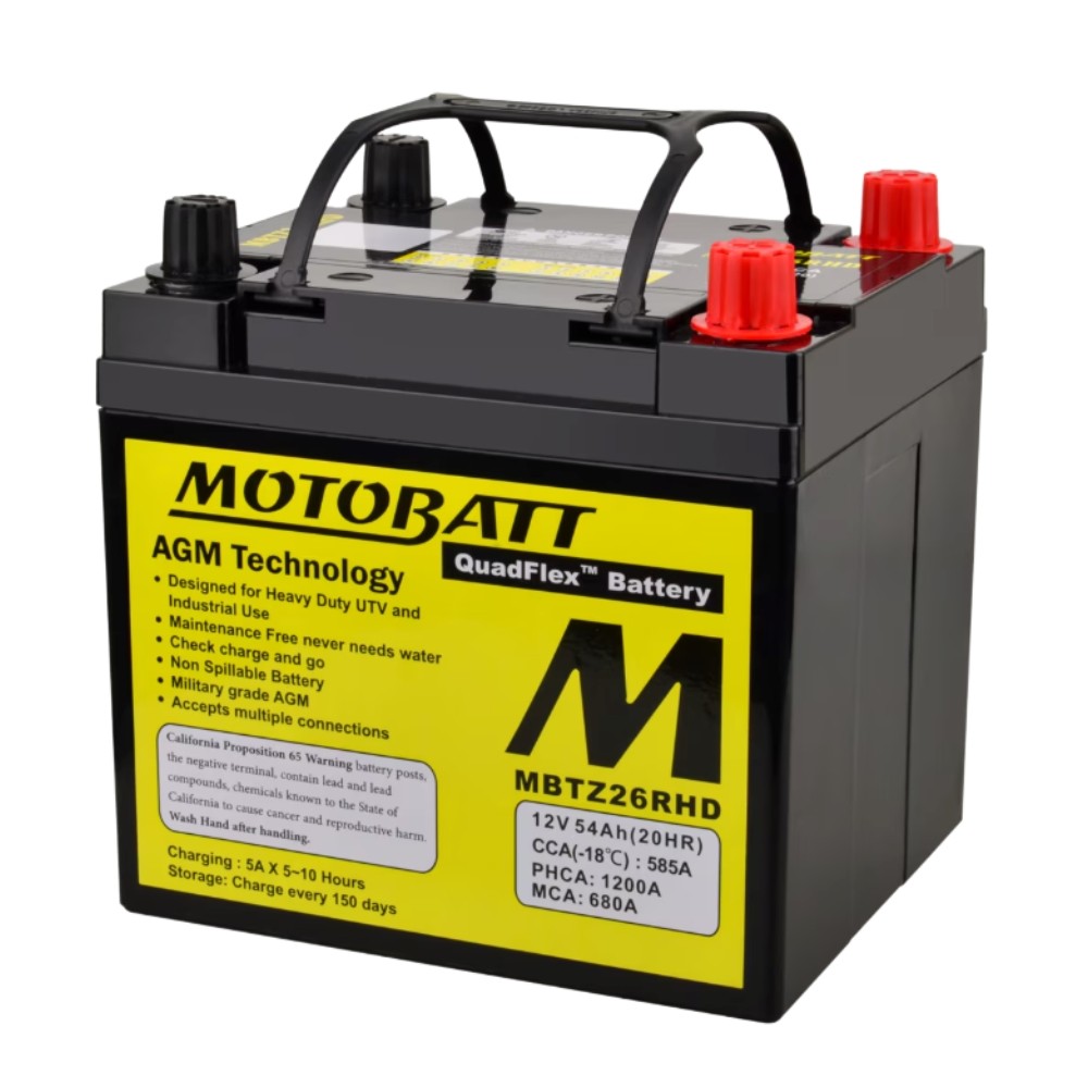 OPEN BOX Motobatt MBTZ26RHD 585CCA 54AH AGM Quad Terminal Battery Group 26R