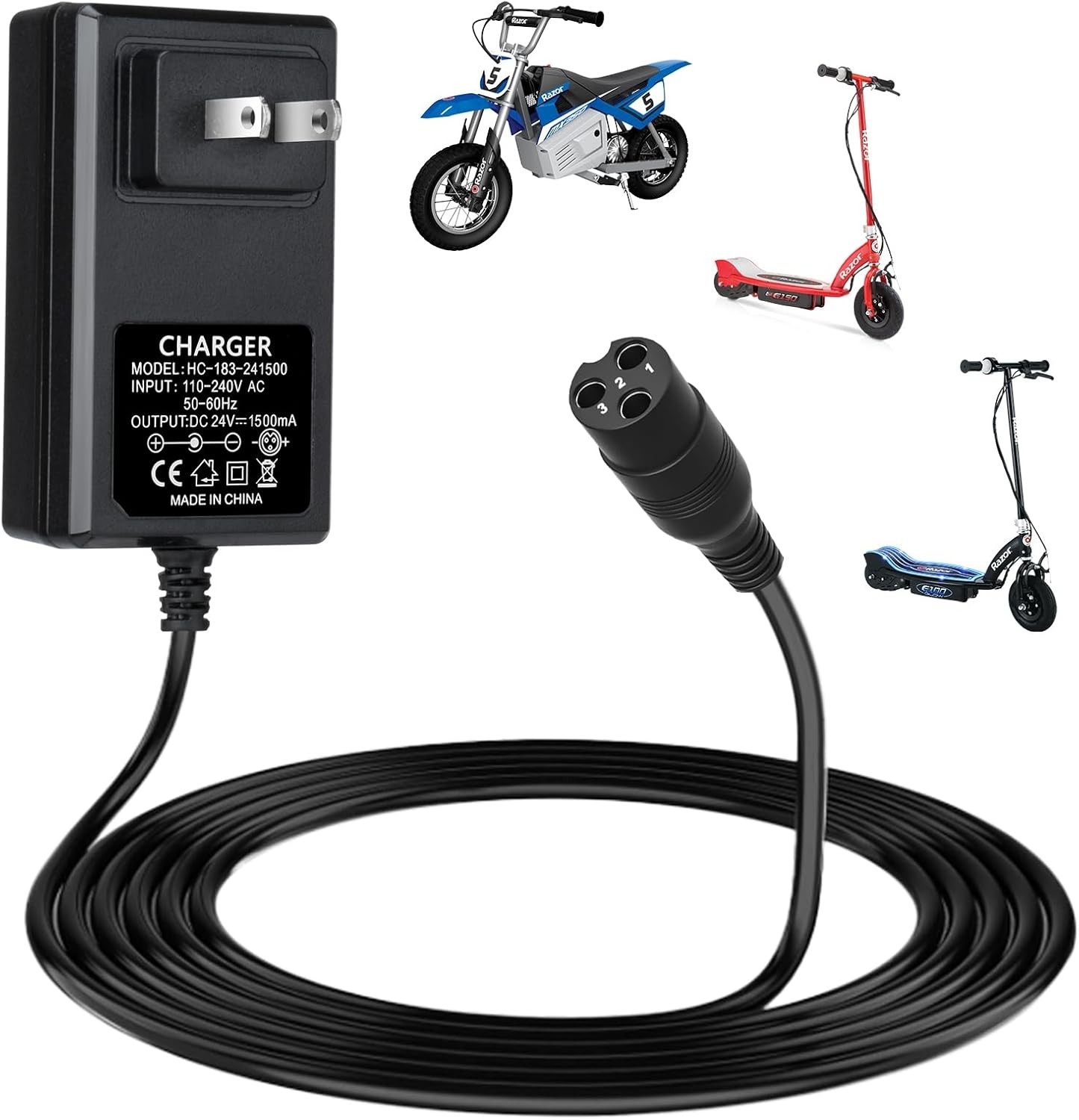for Razor MX350 Dirt Bike Charger, 24V Electric Scooter Cord E300, E100,…