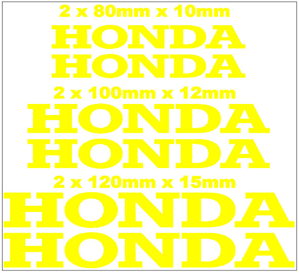 6 X Honda Motorcycle / Car Stickers, Decals Computer Cut from 7/10 year Vinyl