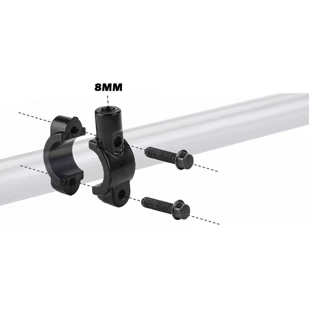 8MM Black 7/8 22mm Motorcycle HandleBar Mirror Thread Mount Holder Clamp Adaptor