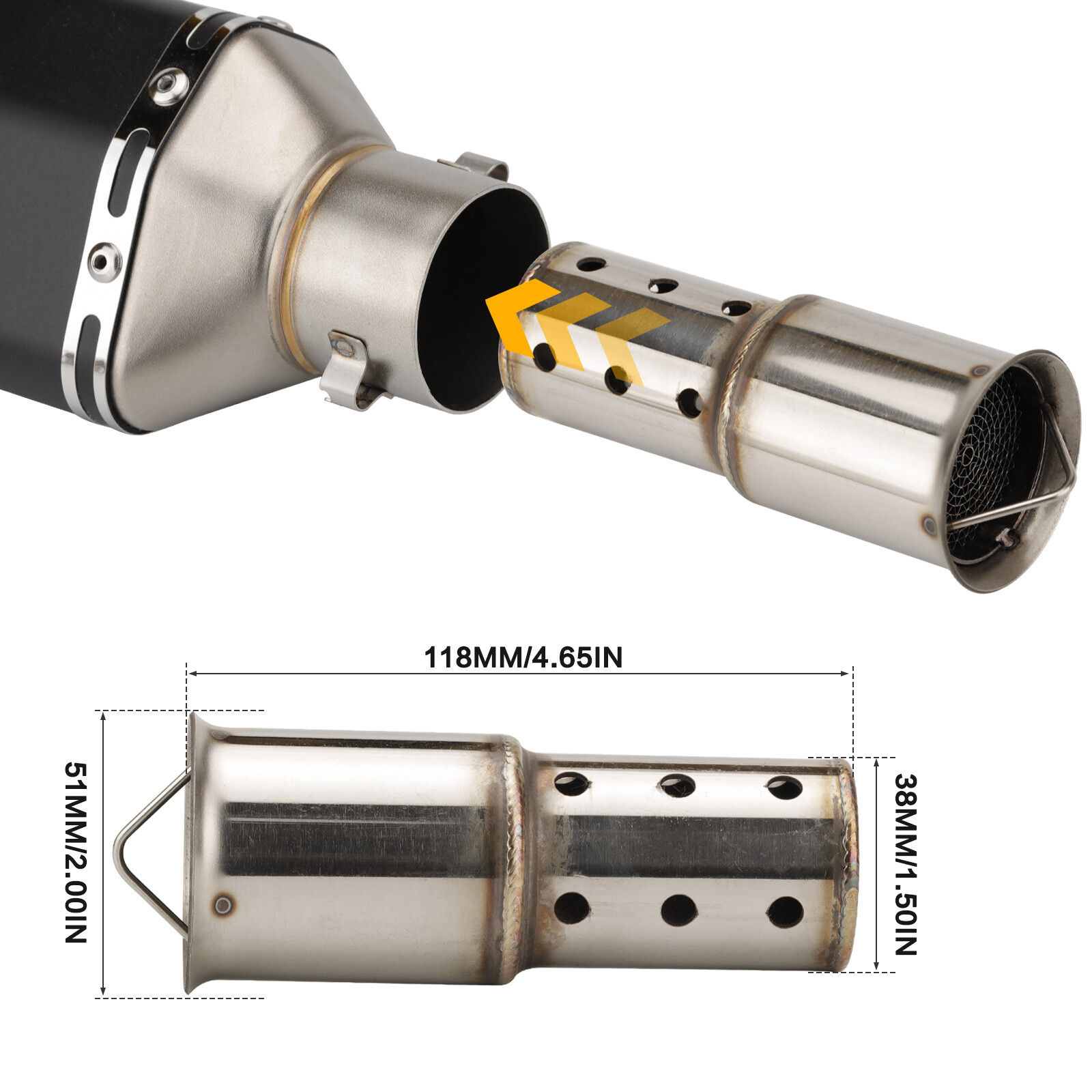 Insert Baffle DB Killer Silencer For 2″Caliber Universal Motorcycle Exhaust Pipe