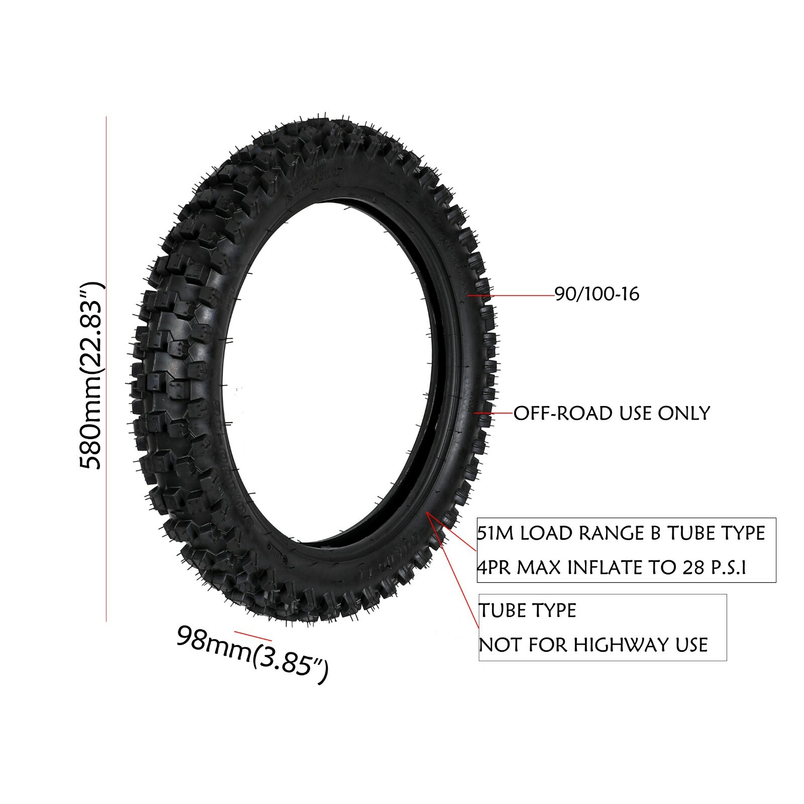 19″ 16″ 70/100-19 + 90/100-16 Tire Tube For KX100 CRF150 CR85 Apollo SSR 150cc