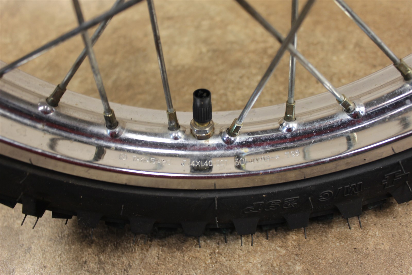 1996 96 Kawasaki KX60 KX 60 OEM Front Wheel Rim Hub Tire 14×1.4