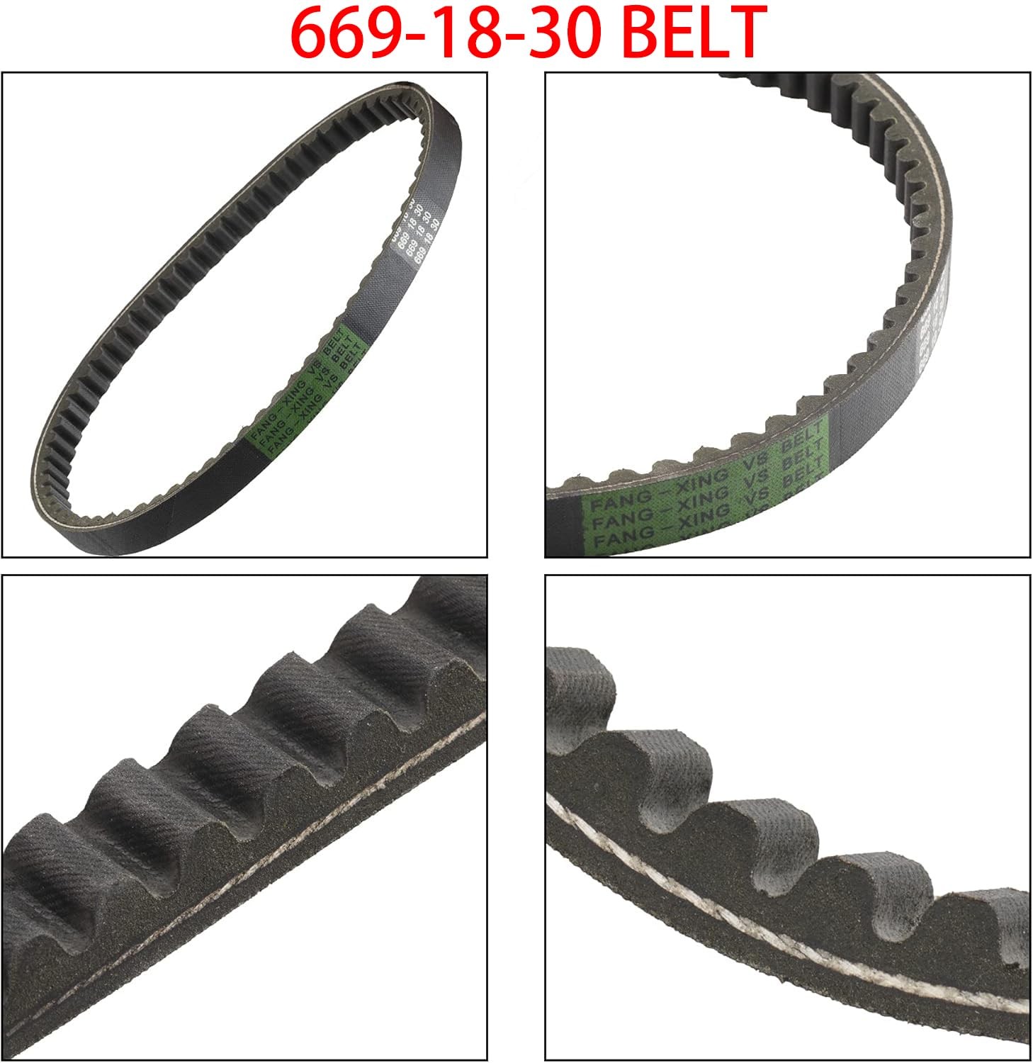 669 18 30 V-Belt CVT Drive Belt for GY6 49cc 50cc 139QMB 669-18-30, Black