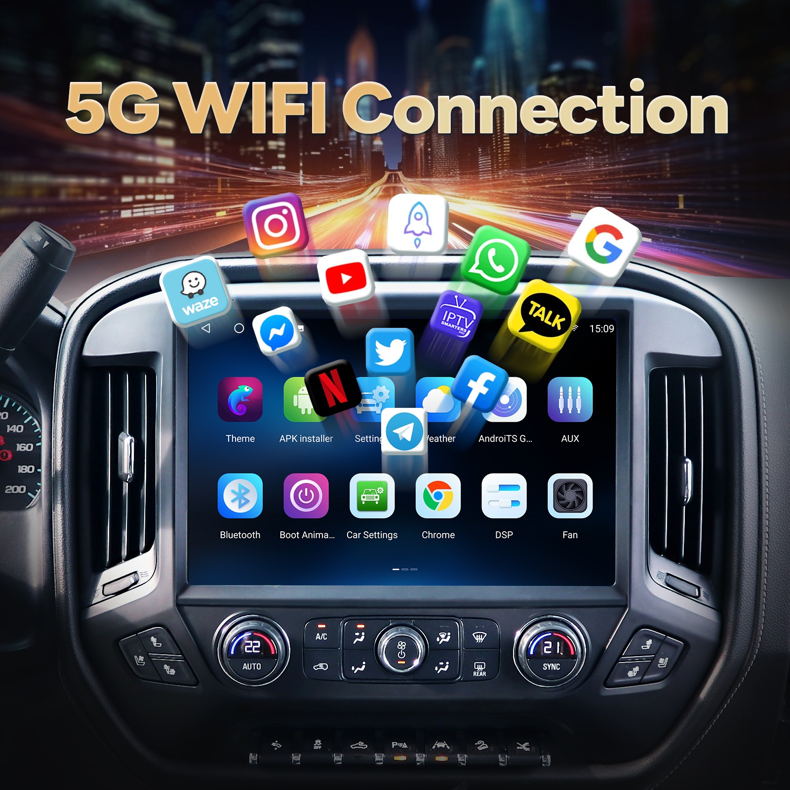 13.1″ Radio Estereo De Pantalla Para Chevy Silverado GMC Sierra 2014-2018 8+256G