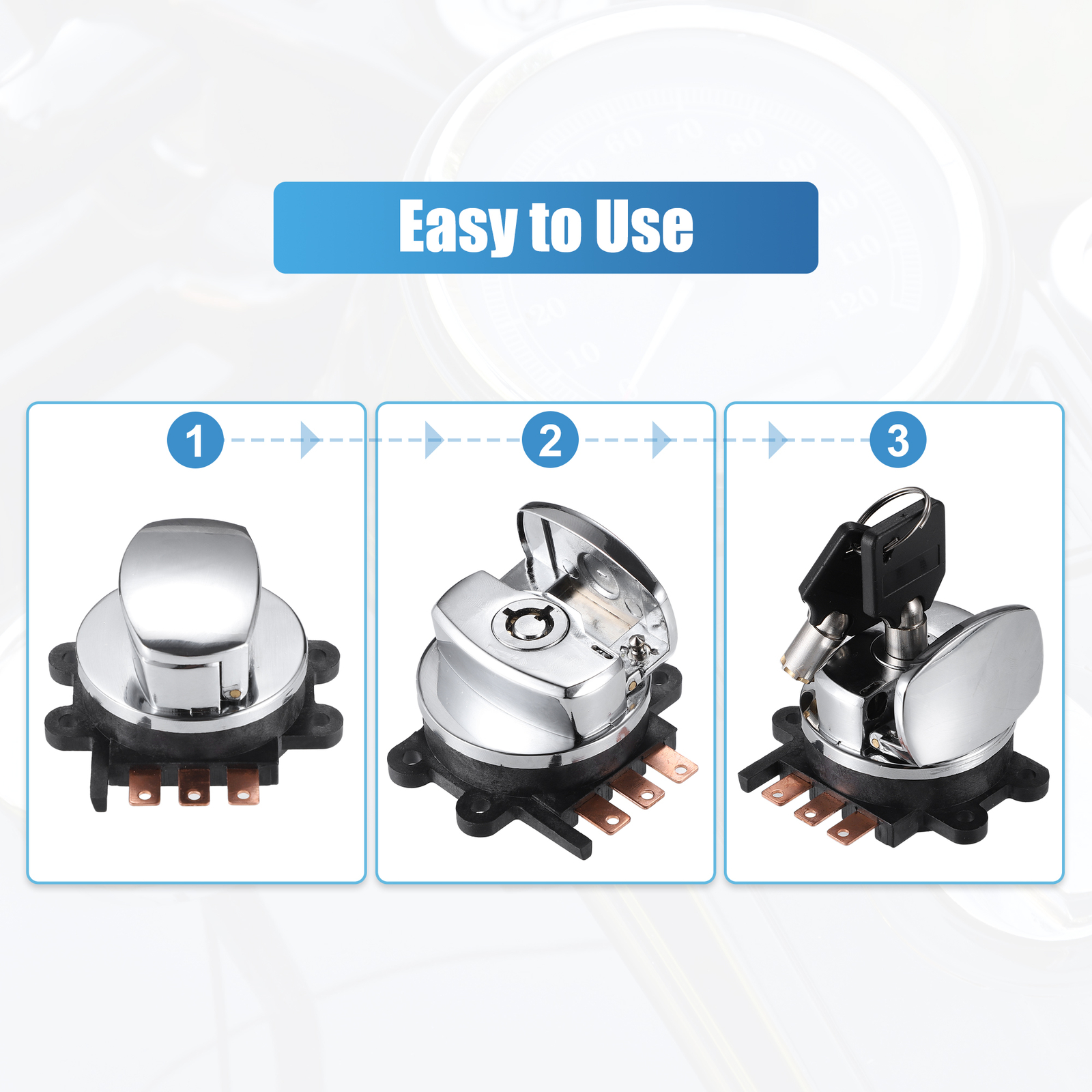 Round Key Ignition Switch ONE Custom for Harley-Davidson Softail Road King 93-13