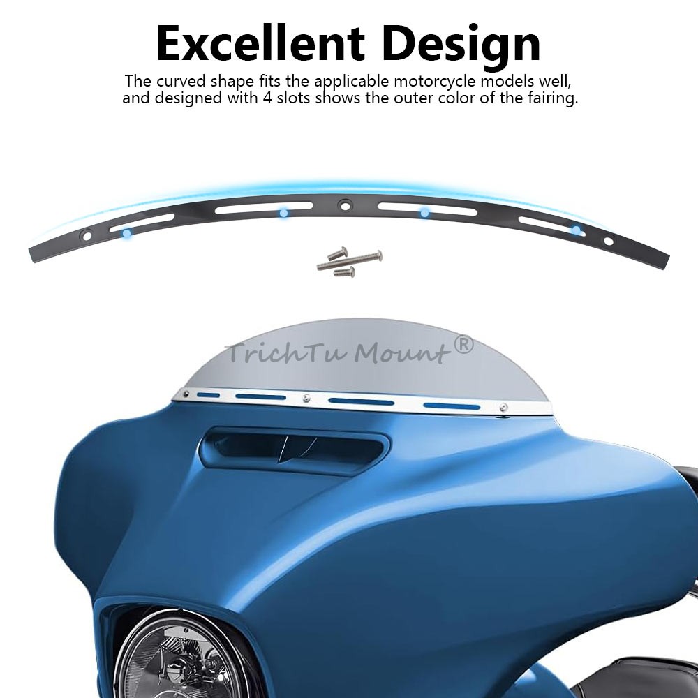 Black 4 Slotted Batwing Fairing Windshield Trim For Harley Electra Glide 14-2022