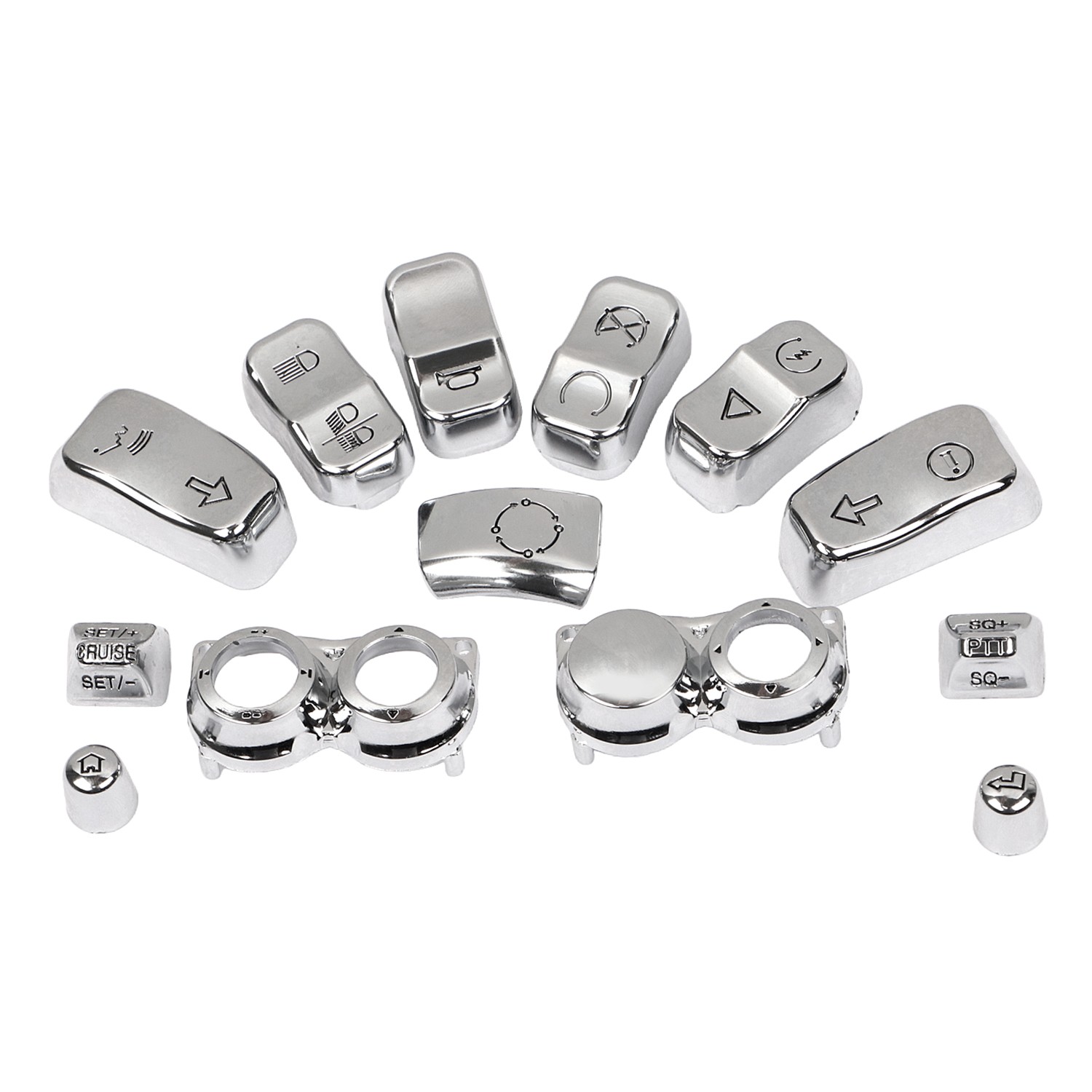 Chrome ABS Handlebar Control Switch Housing Cap Button Kit For Harley Road King