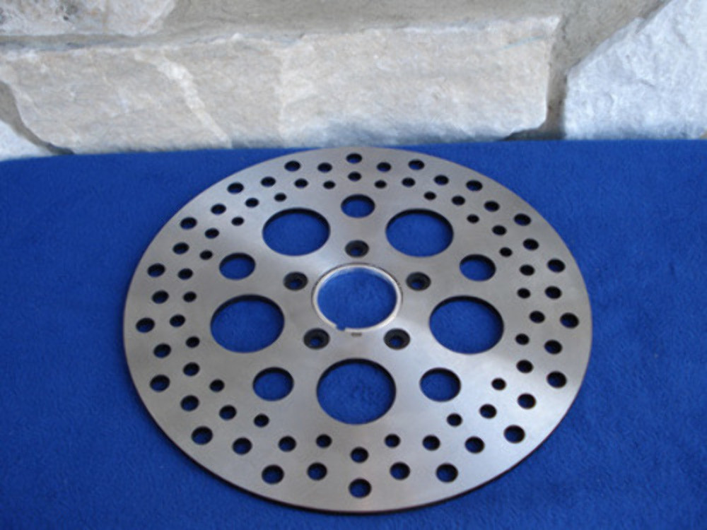 FOR HARLEY 11 1/2″ FRONT CIRCULAR DRILLED SATIN STAINLESS DRILLED BRAKE ROTOR 84