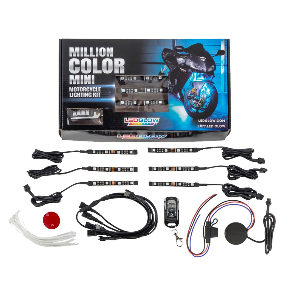 LEDGlow 6pc Advanced Million Color Mini LED Motorcycle Neon Accent Light Kit