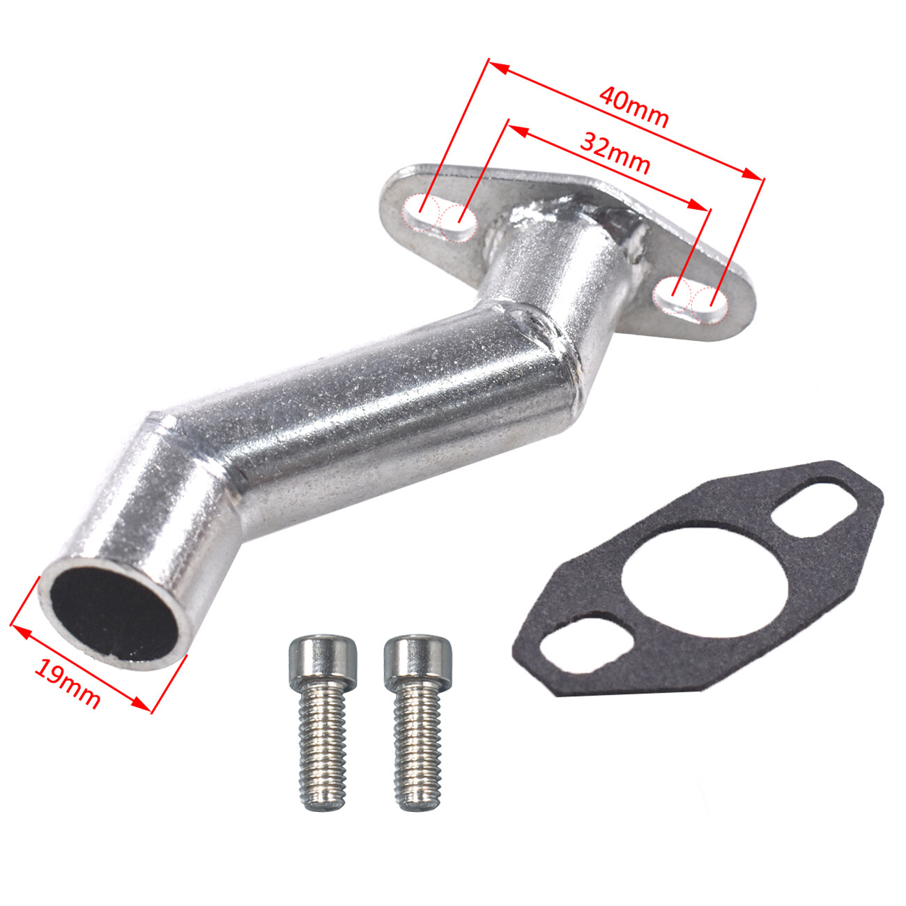 32-40mm Silver Offset Intake Manifold w/Gasket For 49cc 66cc 80cc Motorized Bike