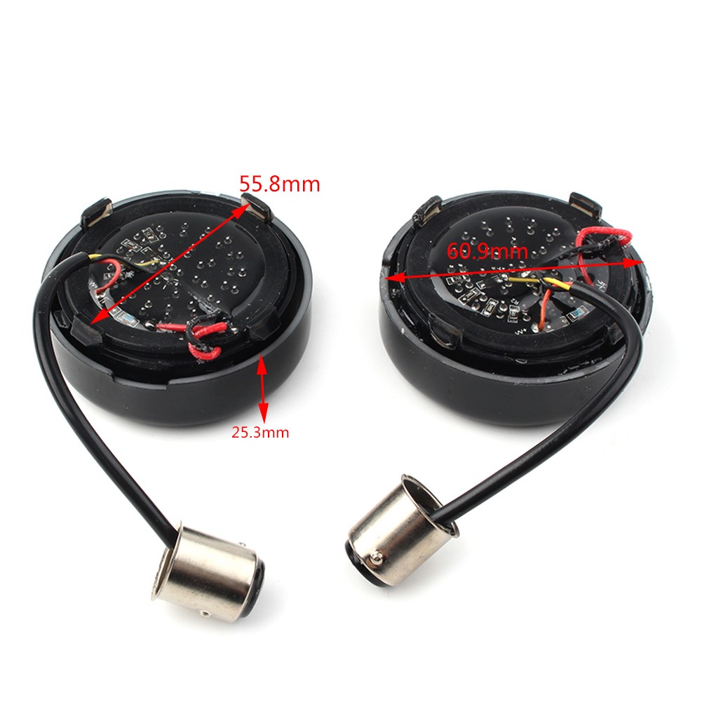 1 Pair LED Black Fire Ring Turn Signals Lights for Harley Softail Dyna