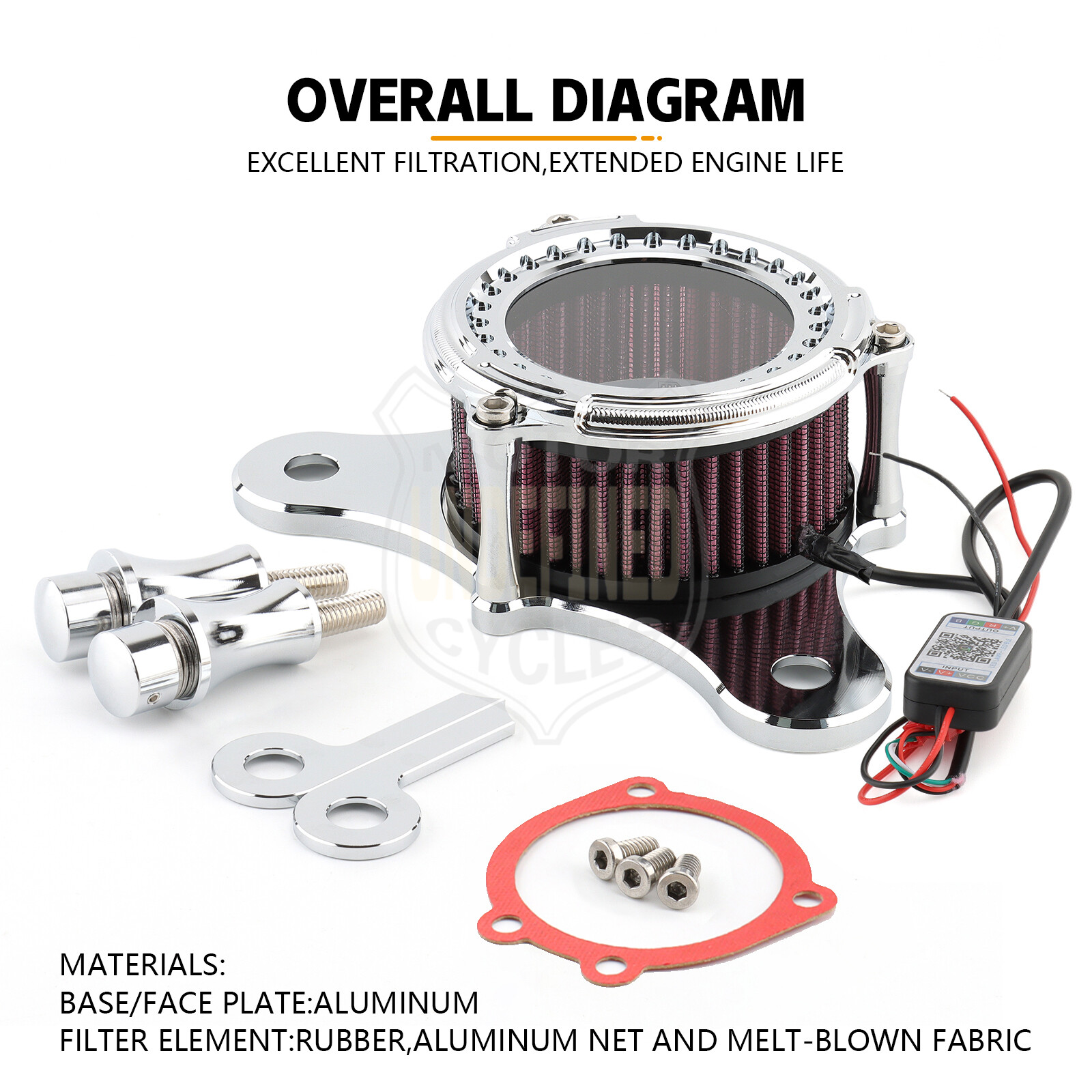 LED Air Cleaner Intake Filter For Harley Dyna Electra Street Glide Road King
