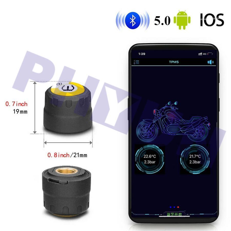 TPMS Bluetooth 5.0 Tire Pressure Monitor System 2 External Sensor for Motorcycle