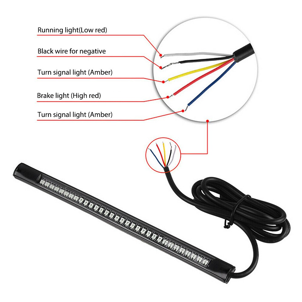 2x Flexible Motorcycle LED Strip 48LED Brake Stop Turn Signal Running Tail Light