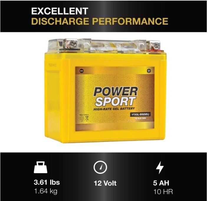 ExpertPower YTX5L-BS GEL Battery Replaces Honda 50 NPS50, S Ruckus 03-17