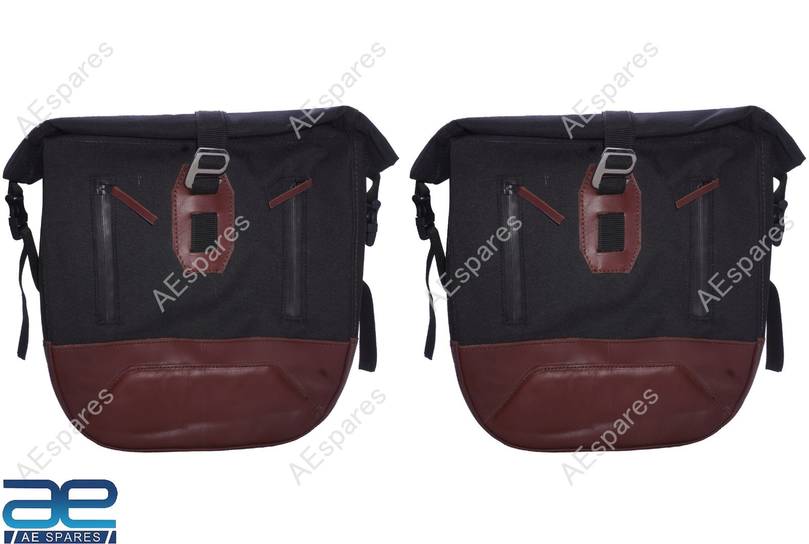 Touring Pannier Bags Pair Black & Brown Color For Royal Enfield Hunter 350 @WE