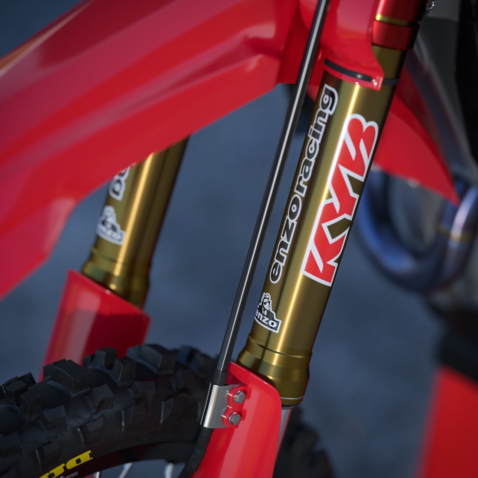Enzo KYB Fork Stickers Suspension Decals Set (Red) (9×6.5)